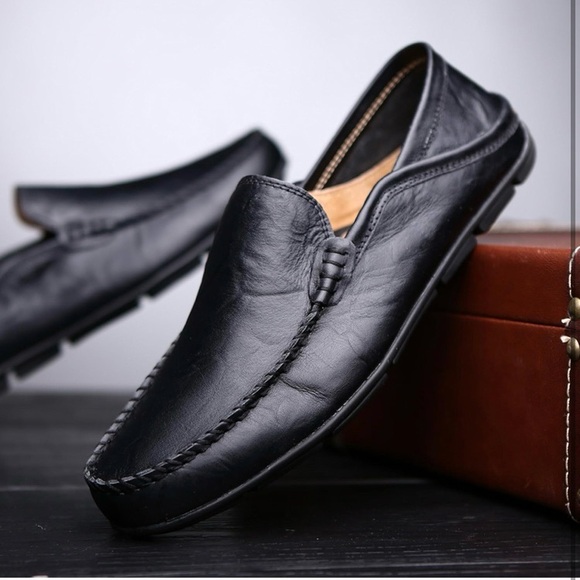 Men’s Go Tour Premium Genuine Leather Casual Slip On Loafers / Driving Shoes - Picture 1 of 17